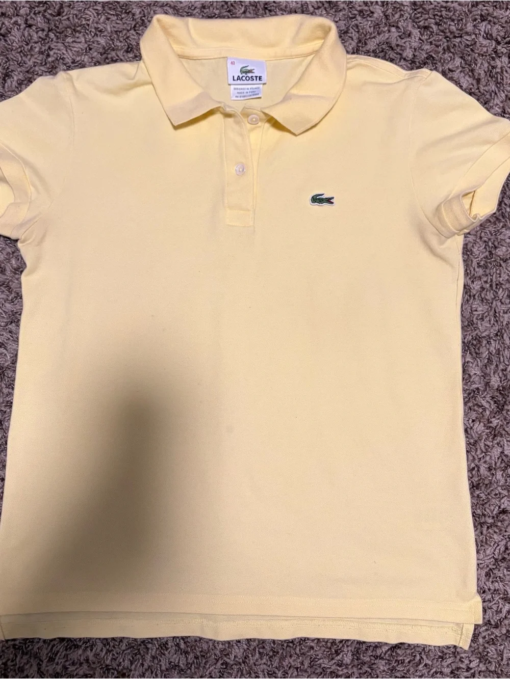 Lacoste Light Yellow Women's Cotton Polo with Green Croc